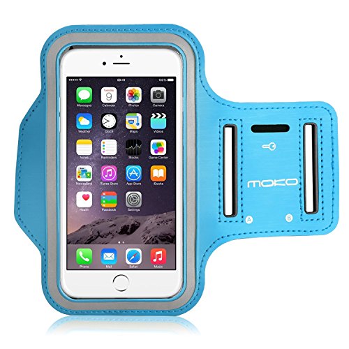 0765857047232 - IPHONE 6 PLUS / 6S PLUS ARMBAND, MOKO PREMIUM SPORTS ARMBAND FOR RUNNING, WORKOUTS OR ANY FITNESS ACTIVITY, KEY HOLDER & CARD SLOT, SWEAT-PROOF, LIGHT BLUE (SIZE L, FITS CELLPHONES UP TO 6.0 INCH)