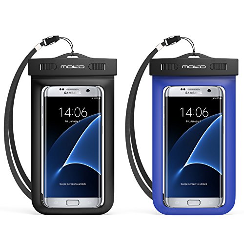 0765857056012 - UNIVERSAL WATERPROOF CASE, MOKO CELLPHONE DRY BAG WITH ARMBAND & NECK STRAP FOR IPHONE 7 / SE / 6S / 6S PLUS, GALAXY NOTE 7 / S7 / S7 EDGE, AND OTHER DEVICES UP TO 6 INCH, BLACK + BLUE