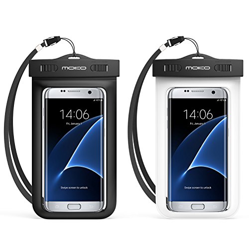0765857056029 - UNIVERSAL WATERPROOF CASE, MOKO CELLPHONE DRY BAG WITH ARMBAND & NECK STRAP FOR IPHONE 7 / SE / 6S / 6S PLUS, GALAXY NOTE 7 / S7 / S7 EDGE, AND OTHER DEVICES UP TO 6 INCH, BLACK + WHITE