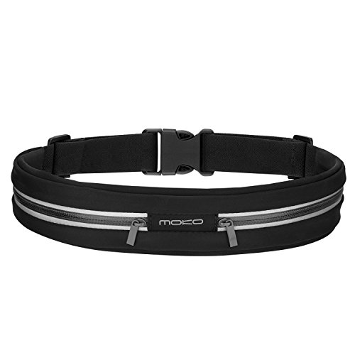 0765857056265 - MOKO SPORTS WAIST PACKS - OUTDOOR SPORTS DUAL WAIST BAG FOR IPHONE 6S PLUS / 6 PLUS / 6S / 6, GALAXY S7 / S7 EDGE, WATER RESISTANT, PERFECT EARPHONE CONNECTION, BLACK (FITS DEVICES UP TO 6 INCH)