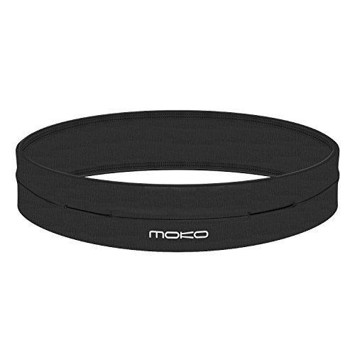 0765857059204 - MOKO SPORTS WAIST PACKS - 4 POCKET RUNNING & FITNESS BELT FOR IPHONE 6S PLUS / 6 PLUS / 6S / 6, GALAXY S7 / S7 EDGE / NOTE 5 / S6 EDGE+, FITS DEVICES UP TO 6 INCH, BLACK (XL FITS 36-39 WAIST)