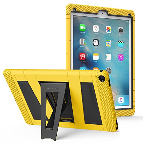 0765857069050 - IPAD PRO 12.9 CASE - MOKO SILICONE + BLACK HARD POLYCARBONATE PROTECTOR WITH FOLDABLE STAND COVER CASE FOR APPLE IPAD PRO 12.9 INCHES IOS 9 2015 RELEASE TABLET, YELLOW