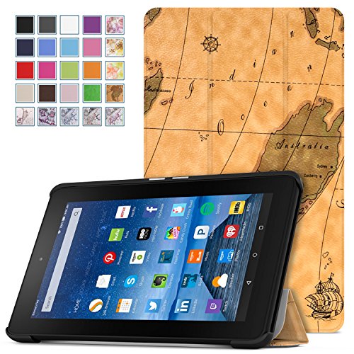 0765857079752 - MOKO FIRE 7 2015 CASE - ULTRA LIGHTWEIGHT SLIM-SHELL STAND COVER FOR AMAZON FIRE TABLET (7 INCH DISPLAY - 5TH GENERATION, 2015 RELEASE ONLY), MAP H