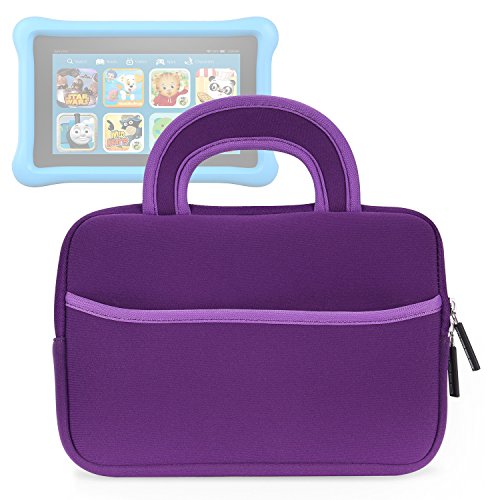 0765857086453 - MOKO UNIVERSAL 7-8 INCH TABLET SLEEVE, CARRYING NEOPRENE WALLET CASE BAG FOR FIRE KIDS EDITION(5TH GENERATION, 2015 RELEASED), FREETIME KID-PROOF CASE, DRAGON TOUCH Y88X PLUS / Y88X / Y88 7, PURPLE