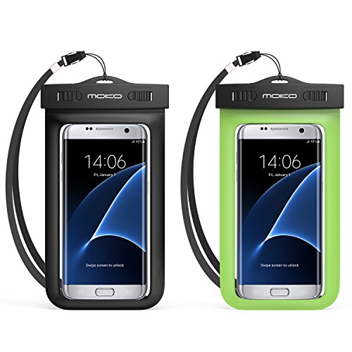 0765857097695 - UNIVERSAL WATERPROOF CASE, MOKO CELLPHONE DRY BAG WITH ARMBAND & NECK STRAP FOR IPHONE 7 / SE / 6S / 6S PLUS, GALAXY NOTE 7 / S7 / S7 EDGE, AND OTHER DEVICES UP TO 6 INCH, BLACK + GREEN