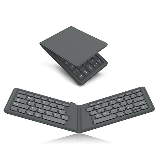 0765857102283 - MOKO FOLDING BLUETOOTH KEYBOARD, PORTABLE MAGNETIC UNIVERSAL WIRELESS KEYBOARD FOR IPHONE 7 / 7 PLUS, IOS(MAC), ANDROID DEVICES AND WINDOWS TABLETS, GRAY