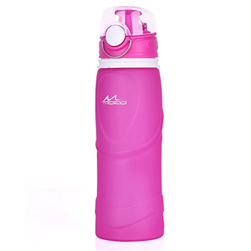 0765857107165 - MOKO COLLAPSIBLE WATER BOTTLE, 750ML UNBREAKABLE FOLDABLE LEAK PROOF SILICONE SPORTS BOTTLE, MEDICAL GRADE SILICONE, BPA FREE, FDA APPROVED, ROSE RED