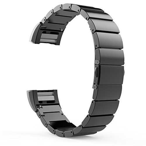 0765857115085 - FITBIT CHARGE 2 BAND, MOKO UNIVERSAL STAINLESS STEEL WATCH BAND STRAP BRACELET + CONNECTOR FOR 2016 FITBIT CHARGE 2 HEART RATE + FITNESS WRISTBAND, SMART WATCH NOT INCLUDED, BLACK
