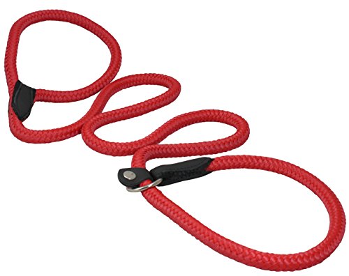 0766150179743 - DOGS MY LOVE NYLON ROPE SLIP DOG LEAD COLLAR AND LEASH BRITISH STYLE 4FT LONG (LARGE: 0.4 (10MM), RED)