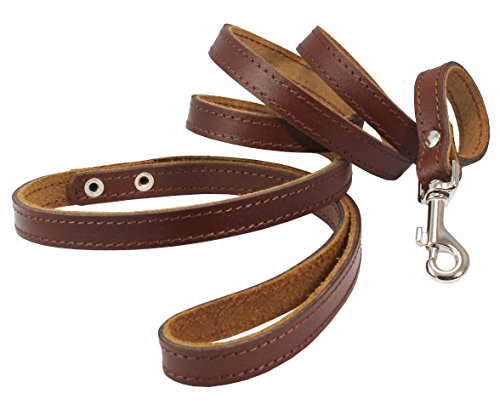 0766150180473 - DOGS MY LOVE GENUINE LEATHER CLASSIC DOG LEASH 4 FT LONG 9 SIZES (XSMALL (WIDTH: 10MM - 3/8), BROWN)