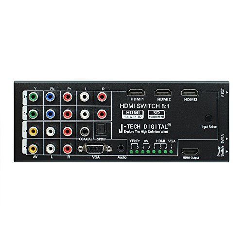 0766150278026 - J-TECH DIGITAL ® LATEST GENERATION MULTI-FUNCTIONAL HDMI AUDIO EXTRACTOR WITH 8 INPUTS TO 1 HDMI OUTPUT WITH OPTICAL / COAXIAL 5.1 CHANNEL SUPPORT 3D & SURROUND SOUND