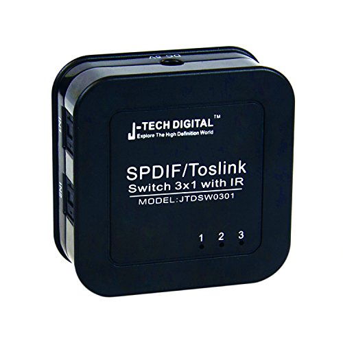 0766150284881 - J-TECH DIGITAL ® PREMIUM QUALITY SPDIF TOSLINK DIGITAL OPTICAL AUDIO 3X1 SWITCH WITH REMOTE CONTROL (THREE INPUTS ONE OUTPUT)