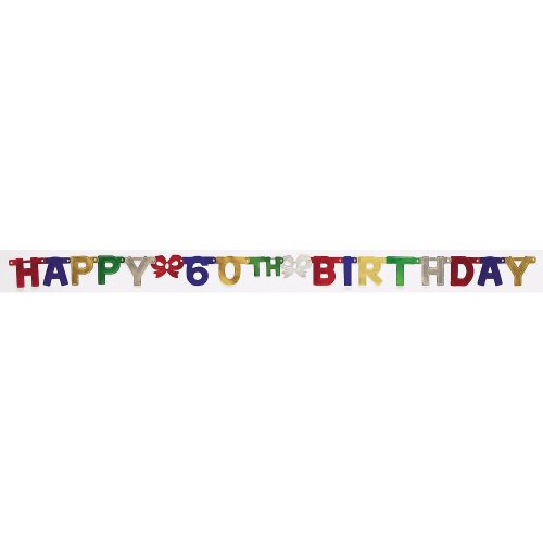 7662558104369 - CREATIVE CONVERTING PARTY DECORATION JOINTED BANNER, HAPPY 60TH BIRTHDAY, 6-FEET