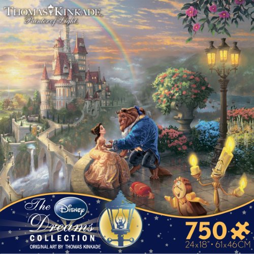 7662558234615 - THOMAS KINKADE THE DISNEY DREAMS COLLECTION: BEAUTY AND THE BEAST FALLING IN LOVE PUZZLE, 750 PIECES, 24 X 18