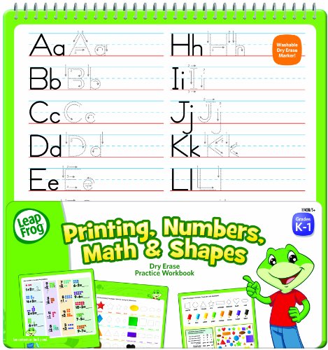 7662558244119 - LEAPFROG PRINTING, NUMBERS, MATH AND SHAPES DRY ERASE PRACTICE WORKBOOK FOR GRADES K-1 WITH WASHABLE DRY ERASE MARKER