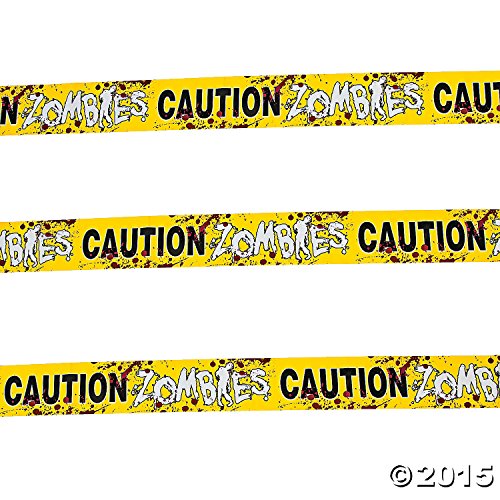 7662558276417 - FUN EXPRESS 1 CAUTION ZOMBIES PARTY TAPE ROLL, 20'