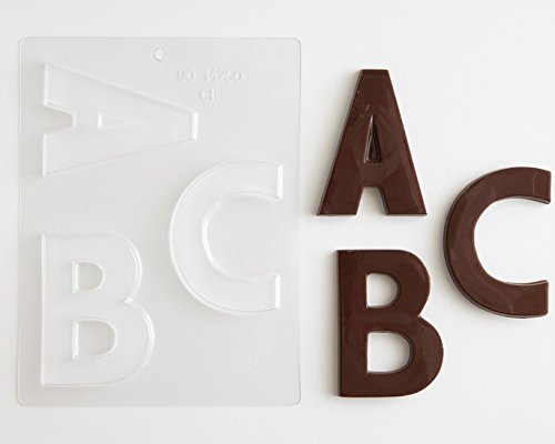 0766544786137 - LARGE BLOCK LETTERS CHOCOLATE CANDY MOLDS - A - Z 4 LETTER ALPHABET SET (CAKEGIRLS CHOCOLATE MOLD INSTRUCTIONS INCLUDED)