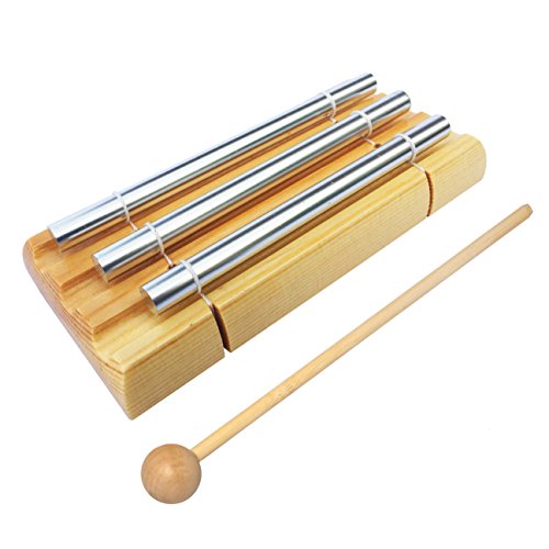 0766739164849 - WEARIKA PERCUSSION TRIO CHIME - SOLO PERCUSSION INSTRUMENT, MEDITATION BELL FOR YOGA, MUSICAL INSTRUMENTS FOR CHILDREN, RESPONSIVE CLASSROOM BELL, THREE TONE CHIME, HAND CHIME, HANDHELD BAR CHIME