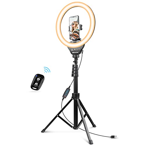 0766752187993 - AUREDAY 12 SELFIE RING LIGHT WITH TRIPOD STAND AND PHONE HOLDER, LED LIGHTING WITH PHONE STAND FOR VIDEO RECORDING, COMPATIBLE WITH CELL PHONE, CAMERAS AND WEBCAMS