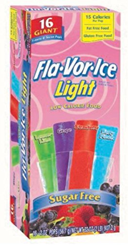 0766789609390 - FLAVOR ICE LIGHT SUGAR FREE FREEZER JUMBO POPS 16 CT 2 OZ- NEW LARGER SIZE.- SWEET POPSICLE TREAT FOR LOW CARB DIET WATCHERS