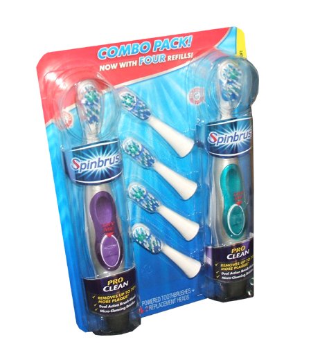 0766878004617 - ARM & HAMMER SPINBRUSH PRO CLEAN TOOTHBRUSH WITH 2 TOOTHBRUSHES, 4 REFILLS (COLORS VARY)