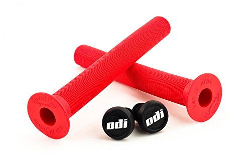 0767337495960 - ODI LONGNECK XL RED FLANGED BMX BICYCLE SCOOTER FIXED GRIPS