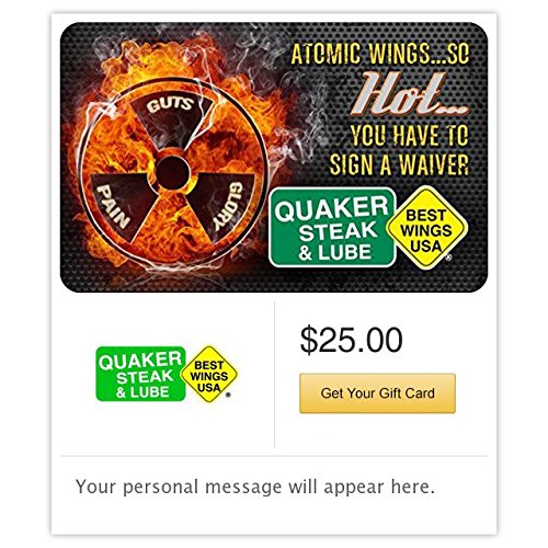 0076750125966 - QUAKER STEAK & LUBE ATOMIC GIFT CARDS - E-MAIL DELIVERY