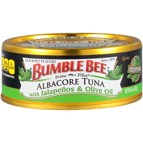 0767563019510 - BUMBLE BEE PRIME FILLET SOLID WHITE ALBACORE TUNA WITH JALAPEÑO & OLIVE OIL, 5 OUNCE CAN (CASE OF 12), WILD CAUGHT TUNA, CANNED TUNA, HIGH PROTEIN, KETO FOOD, KETO SNACK, GLUTEN FREE, PALEO FOOD