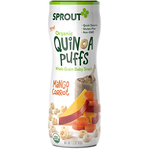 0767563864837 - SPROUT ORGANIC BABY FOOD, SPROUT QUINOA PUFFS ORGANIC BABY FOOD SNACK, CARROT MANGO, 1.5 OUNCE