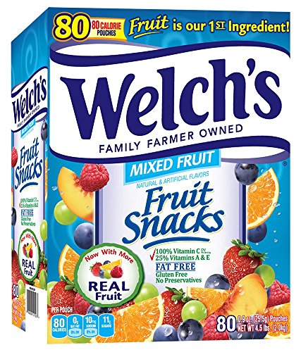0767563902034 - WELCH'S FRUIT SNACKS, MIXED, 80 COUNTS, 4.5 POUNDS