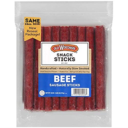 0767563954316 - OLD WISCONSIN BEEF SAUSAGE SNACK STICKS, NATURALLY SMOKED, READY TO EAT, HIGH PROTEIN, LOW CARB, KETO, GLUTEN FREE, 26 OUNCE RESEALABLE PACKAGE