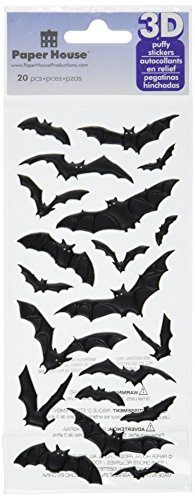 0767636285422 - PAPER HOUSE PRODUCTIONS STP-0043E HALLOWEEN BATS PUFFY STICKERS (3-PACK)