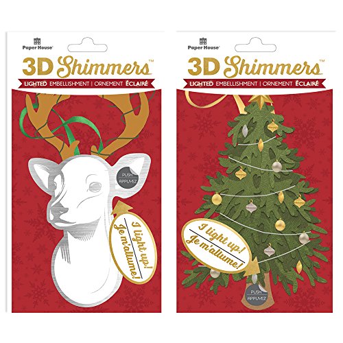 0767636815254 - PAPER HOUSE PRODUCTIONS EMB-2007E LED 3D SHIMMERS, DEER/TREE (2-PACK)