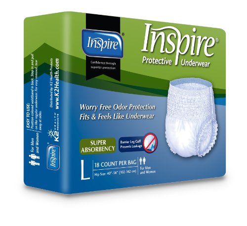 0767644620963 - INSPIRE PROTECTIVE INCONTINENCE UNDERWEAR, LARGE, 18 COUNT (PACK OF 4)