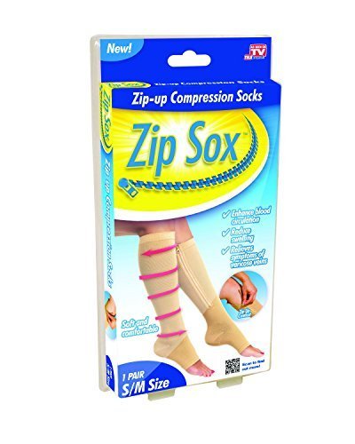 0767644746755 - ZIP SOX COMPRESSION SOCKS BY BULBHEAD - PAIR, S/M, NUDE BY ZIP SOX