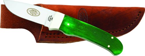 0076771796244 - UTICA CUTLERY 11-7962GB SKINNING/CAPING KNIFE WITH BIG PINE HANDLE AND LEATHER SHEATH, 6.75-INCH, GREEN/STAINLESS