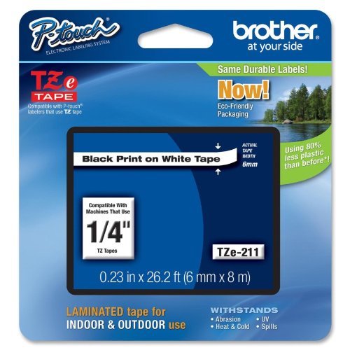 0767872178342 - BROTHER 1/4 TZE TAPE 6MM BLACK ON WHITE