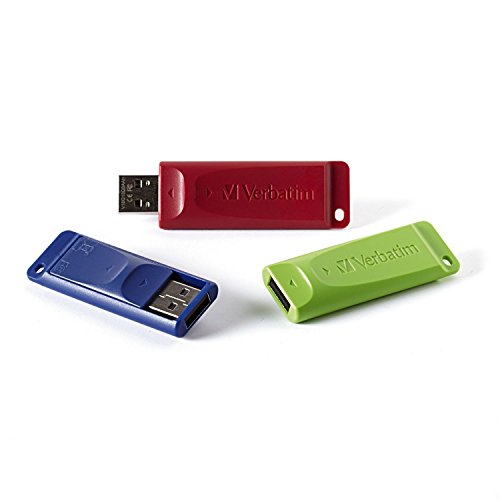 0767887413322 - VERBATIM 8 GB STORE 'N' GO USB FLASH DRIVE, PACK OF 3, RED/GREEN/BLUE