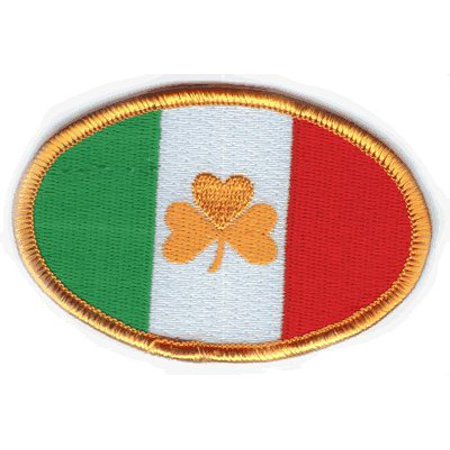 0768117089317 - THE IRISH FLAG OVAL SHAMROCK PATCH, BY: FLAG-IT THE MOST TRUSTED BRAND, SUPERIOR QUALITY IRON-ON / SAW-ON EMBROIDERED PATCHES - EACH PATCH IS CARDED & PACKAGED INDIVIDUALLY IN A PROFESSIONAL RETAIL PACKAGE - 3.5 X 2.25 INCHES - MADE IN THE USA