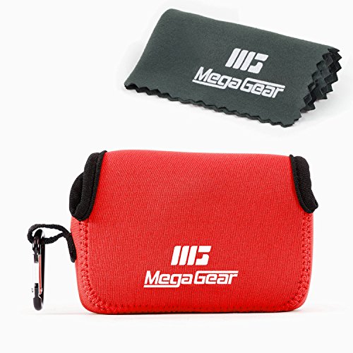 0768134634934 - MEGAGEAR ''ULTRA-LIGHT'' NEOPRENE CAMERA CASE, BAG - PROTECTIVE COVER FOR PANASONIC LUMIX DMC-LX10K - WITH CARABINER FOR EASY CARRYING (RED)