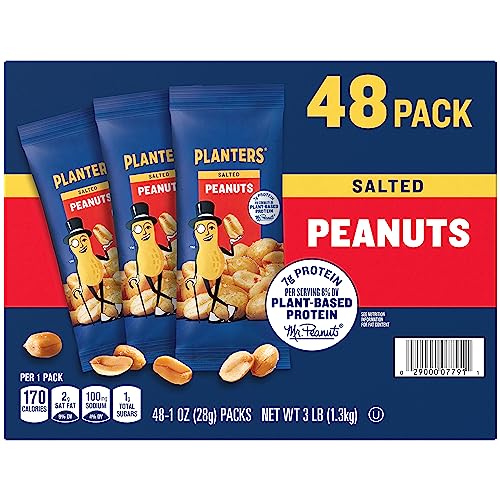 0768171855798 - PLANTERS SALTED PEANUTS, 1 OZ. BAGS (48 PACK) - SNACK SIZE PEANUTS WITH SEA SALT & SIMPLE INGREDIENTS - CONVENIENT SNACKING - ON THE GO SNACKS - KOSHER