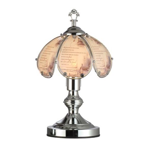 0768189028290 - OK LIGHTING OK-603SR-BN6 14.25-INCH TOUCH LAMP WITH LIGHTHOUSE THEME, SILVER CHROME