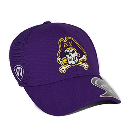 0768353043524 - EAST CAROLINA PIRATES TOP OF THE WORLD RESURGE PURPLE ONE FIT FLEX HAT (ADULT ONE SIZE)