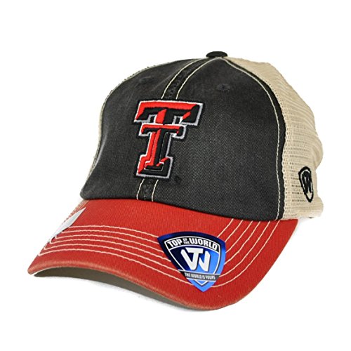 0768353428871 - TEXAS TECH RED RAIDERS TOP OF THE WORLD OFFROAD RED THREE TONE ADJUSTABLE SNAPBACK HAT (ADULT ONE SIZE)