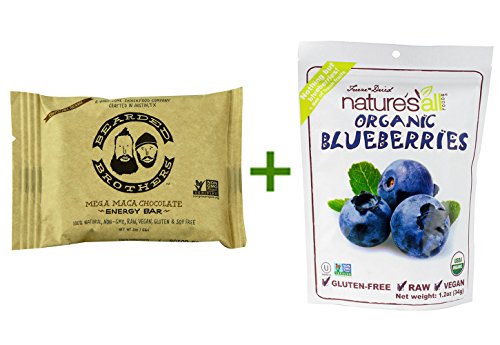 0768402455582 - BEARDED BROTHERS RAW ENERGY BAR MEGA MACA CHOCOLATE -- 2 OZ, ( 5 PACK ), NATURE'S ALL FOODS ORGANIC FREEZE-DRIED RAW BLUEBERRIES -- 1.2 OZ
