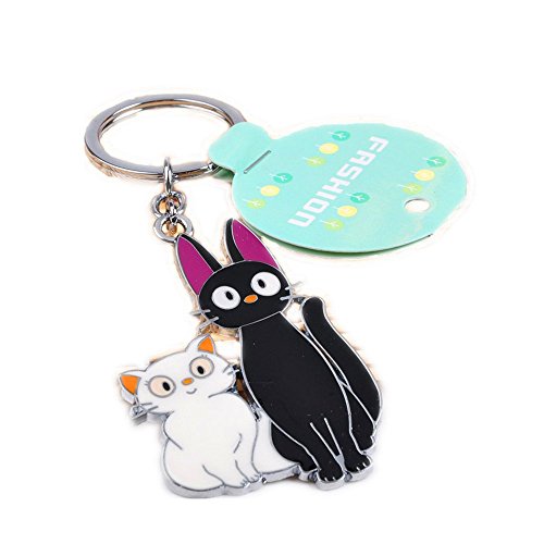 0768430396932 - KIKI'S DELIVERY SERVICE JIJI CAT KEYCHAIN WHITE AND BLACK KITTY CHARMS KEY RING