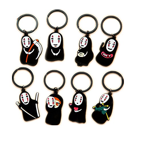 0768430397199 - 8PCS/LOT SPIRITED AWAY KEYCHAIN NO FACE FIGURE METAL PENDANT WITH KEY RING