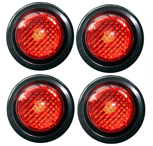 0768430556473 - ZXLIGHT® 4 RED LED 2 ROUND CLEARANCE SIDE MARKER LIGHT KITS WITH LIGHT AND GROMMET TRUCK TRAILER RV