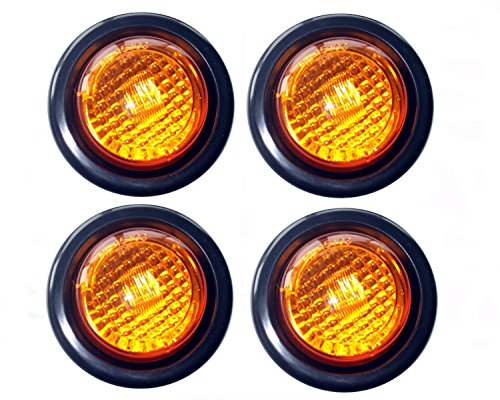 0768430556534 - ZXLIGHT® 4 LED 2 ROUND CLEARANCE/SIDE MARKER LIGHT KIT AMABER WITH LIGHT AND GROMMET TRUCK TRAILER RV