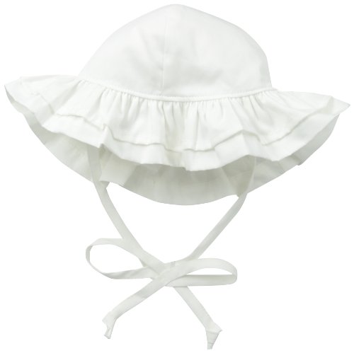 0768462439836 - FLAP HAPPY BABY GIRLS' UPF 50+ DOUBLE RUFFLE HATS, WHITE, X SMALL